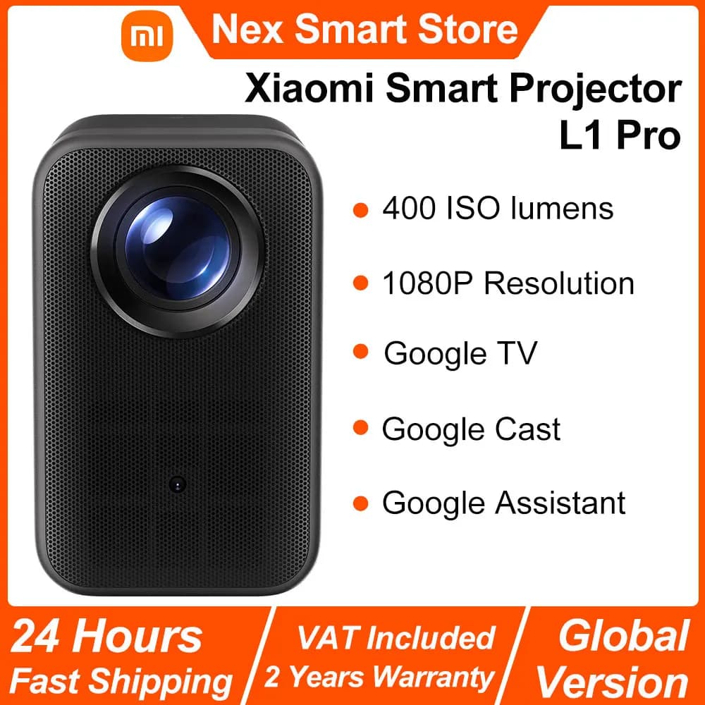 Xiaomi Smart Projector L1 Pro, Google TV 400 ISO-lumen, 1080p fysieke resolutie, autofocus en automatische keystone-correctie, opvouwbare audio