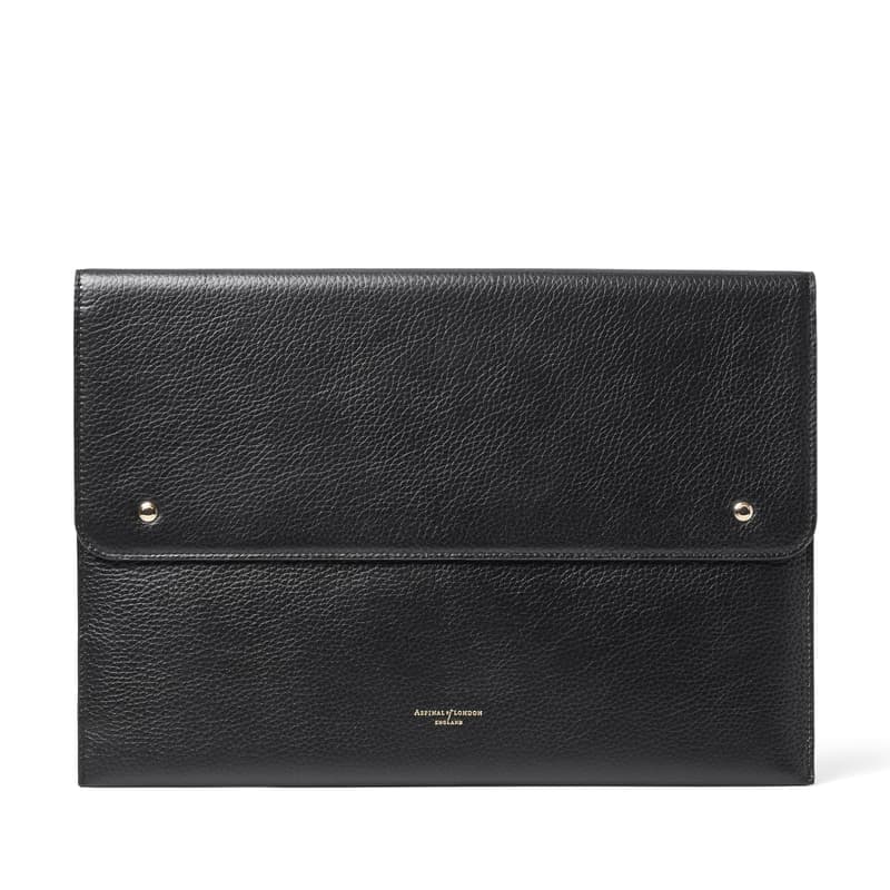 Aspinal of London 16-inch Classic Laptop Case in Black Pebble