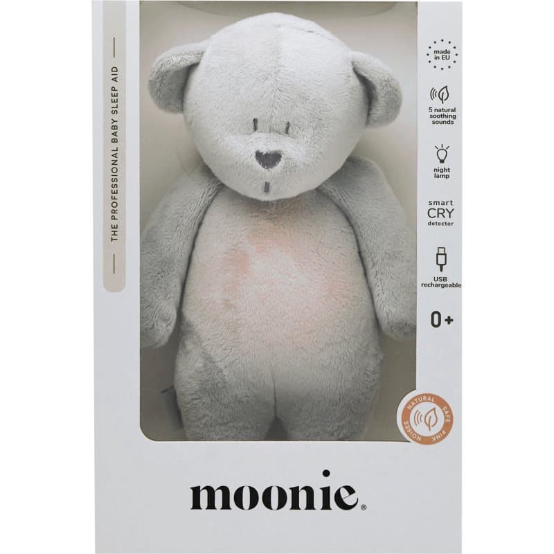 Moonie Bear 2.0 Organic Silver knuffeldoekje met muziek 1 st