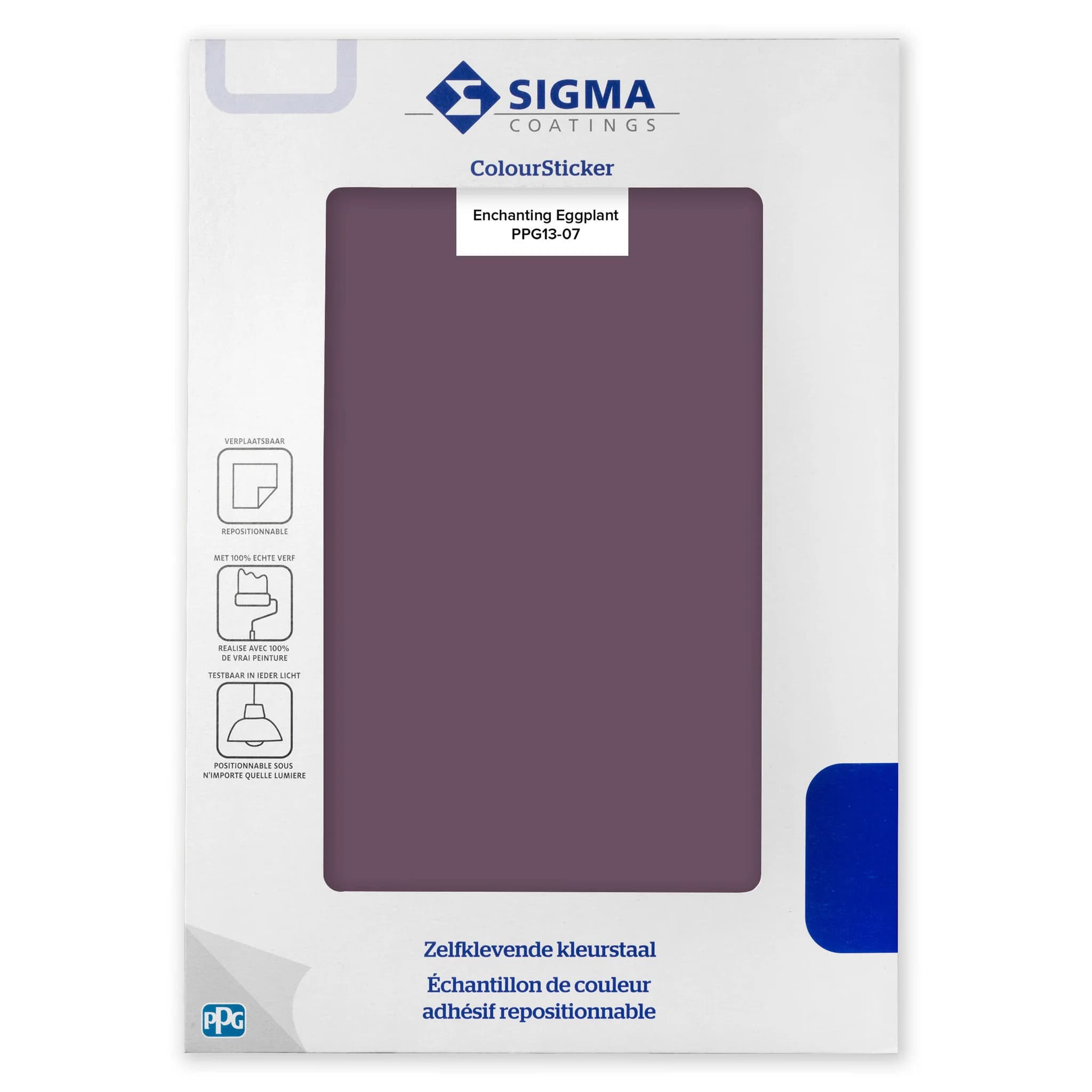 Sigma ColourSticker Enchanting Eggplant PPG13|07 | Zelfklevende Kleurstaal | 1 ST