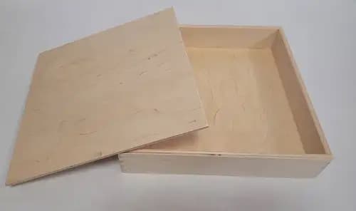 Alexander Toys houten speelbak met deksel 25 x 25 x 5 cm - sensorisch speelgoed
