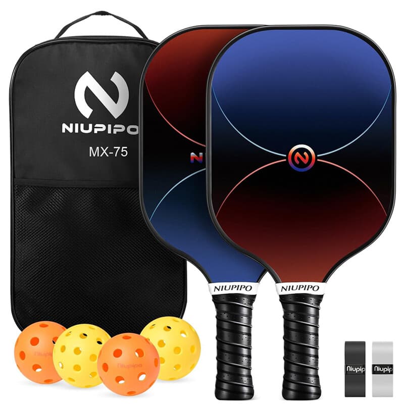 NIUPIPO Pickleball Paddles Set van 2 – Carbon Fiber Materiaal, Polypropyleen Honingraatkern, USAPA Gecertificeerd, Licht en Duurzaam, Geschikt voor