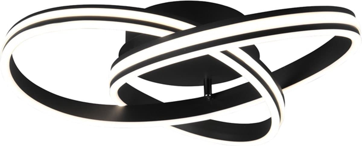 TRIO nuria - plafondlamp - zwart mat - incl. 1x smd 58w - dimbaar met schakelaar - plafondbevestiging - dip - schakelaar
