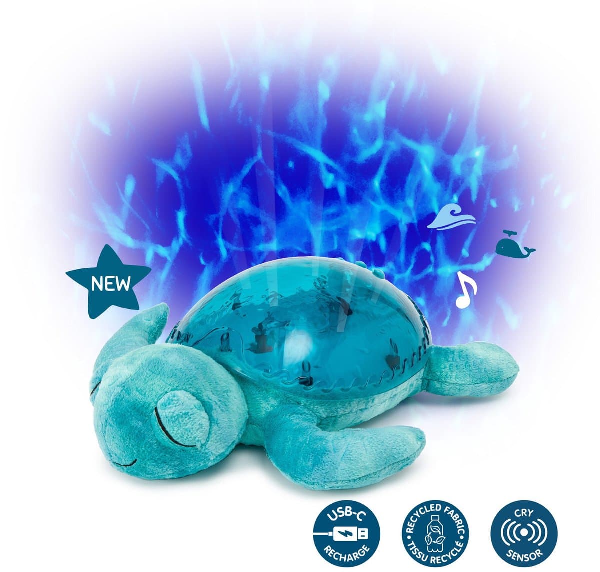 Cloud B tranquil turtle aqua schildpad muzikale babyprojector oplaadbaar