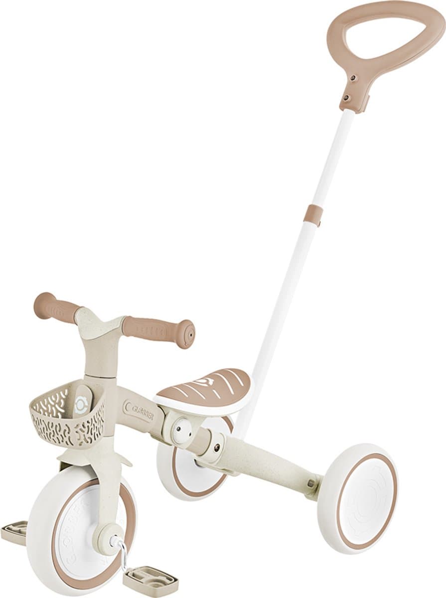 Globber 3in1 driewieler en oefenfiets - learning trike - 12 tot 36 maanden - gerecycleerd kunststof - zandkleur
