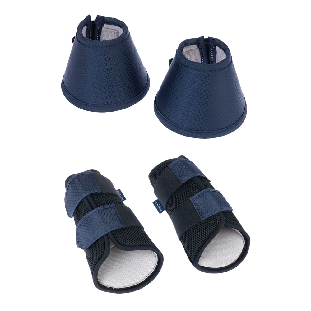 Voordeelset: Nomad Tales 2 beenkappen & 2 hoefschoenen van elastaan, marineblauw maat. L Paard
