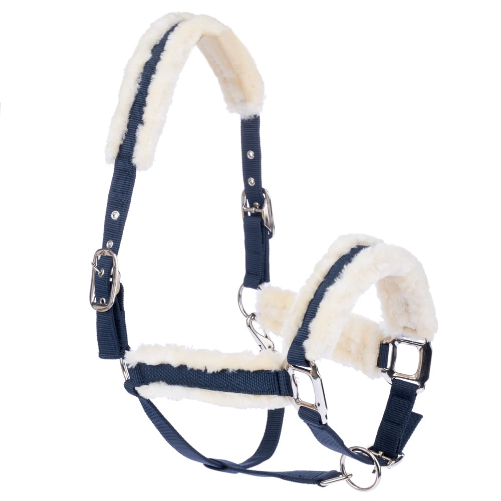 Nomad Tales halster met rand van imitatiebont, marineblauw navy maat Volledig paard