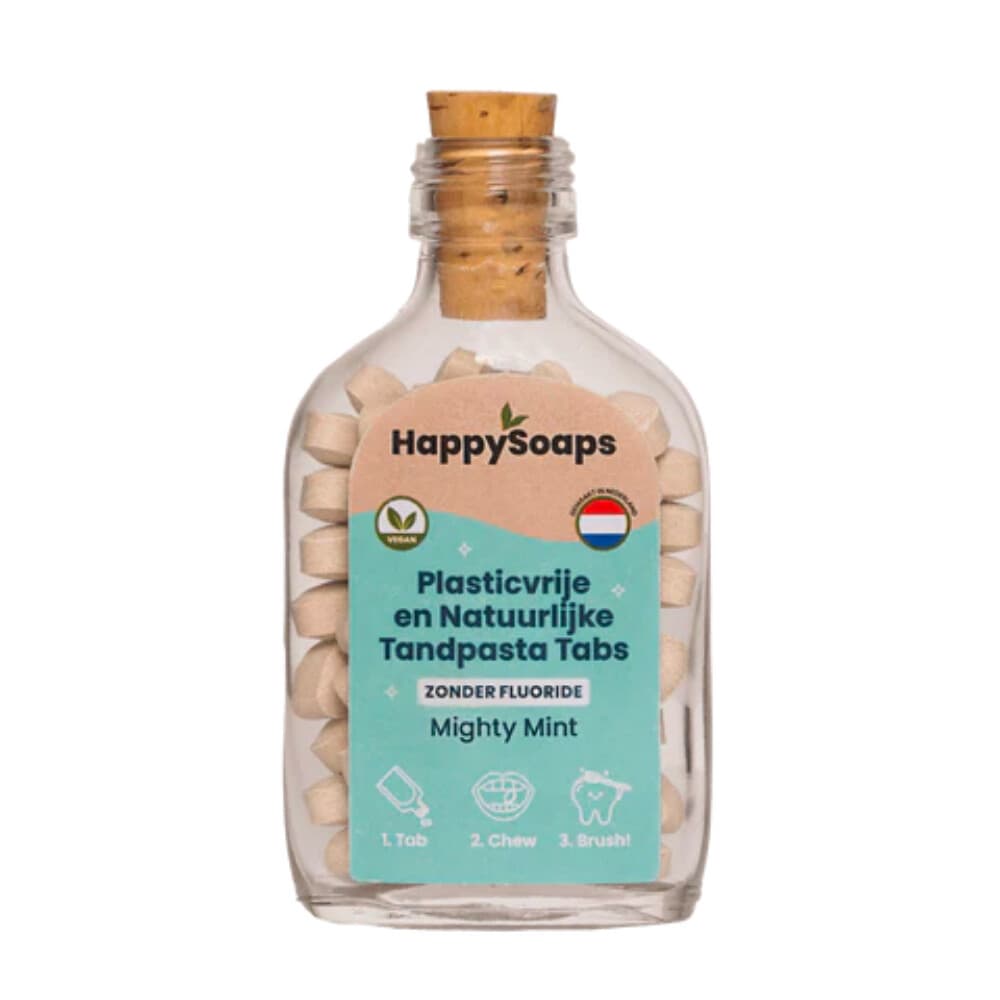 HappySoaps Tandpasta Tabs zonder Fluoride Mighty Mint 130 gr