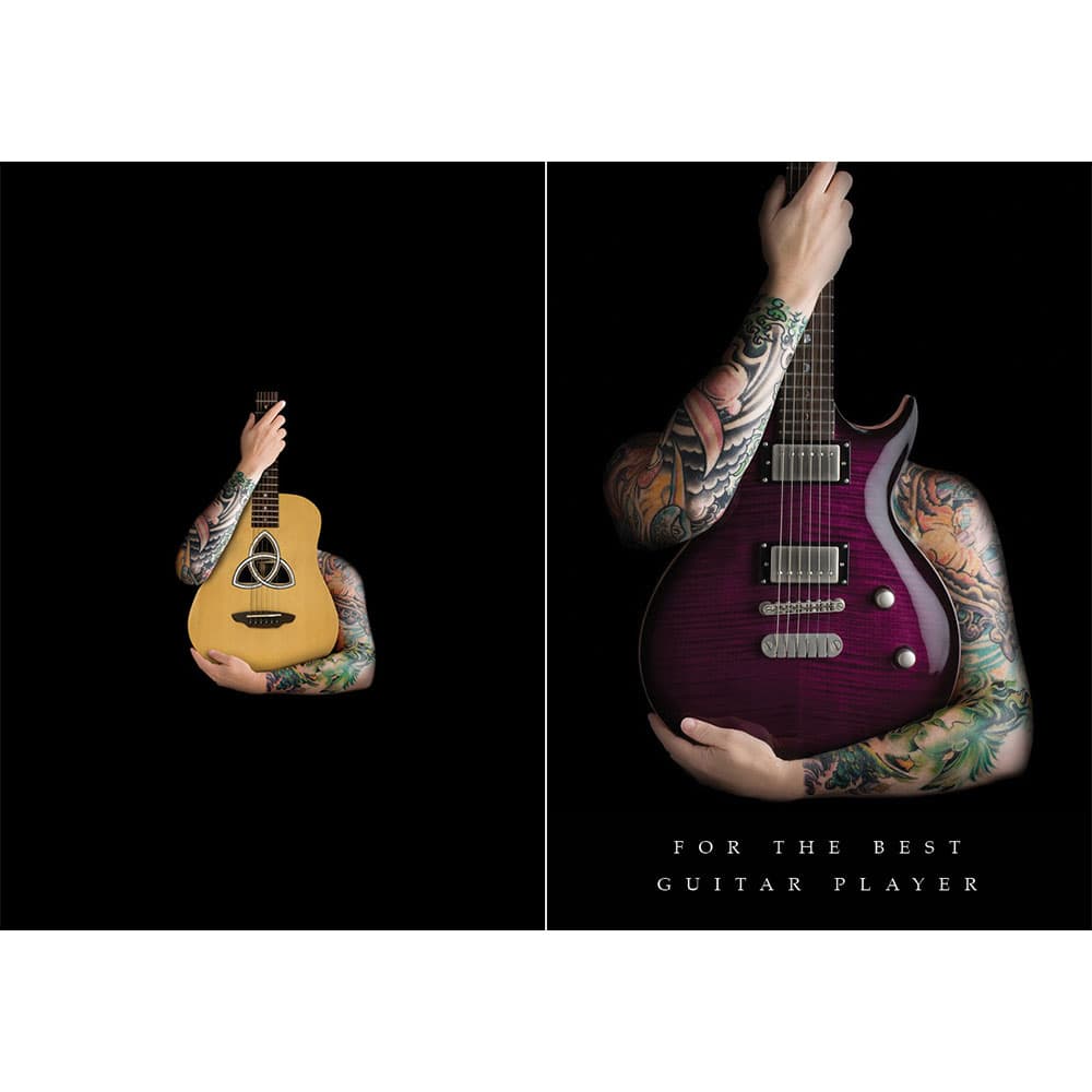 CLXmusic Wenskaart Verjaardagskaart Gitaar/Tattoo met Plectrumkaart