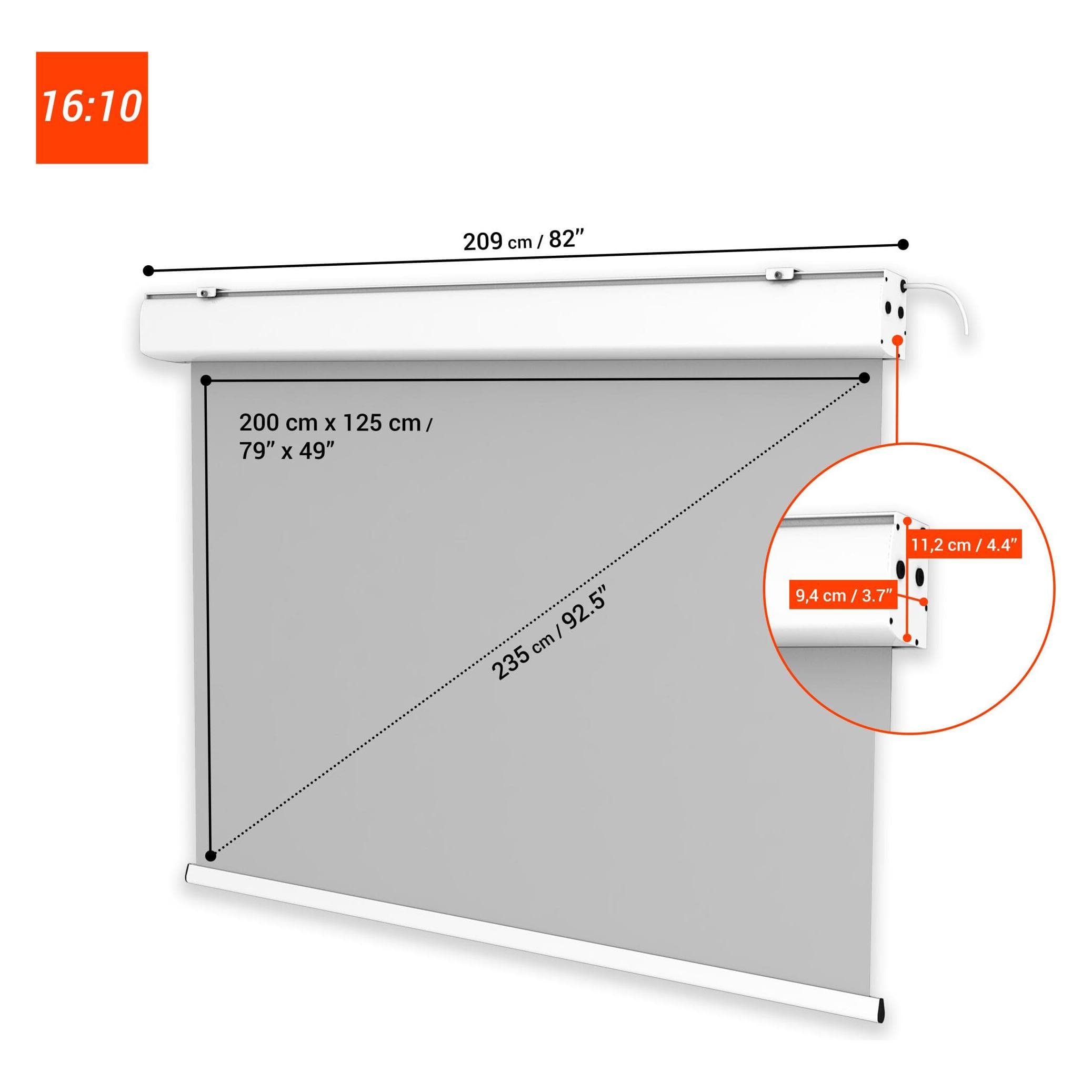 Celexon Leinwand Motor Expert 200 x 125 cm (92.91", 16:10), Leinwand, Weiss