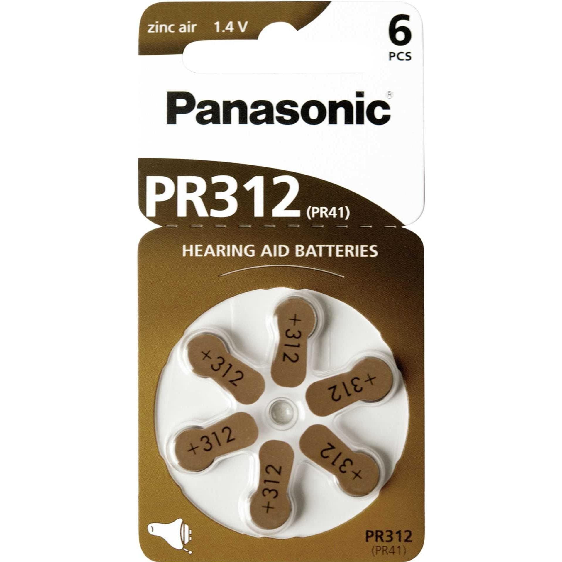 Panasonic Hoortoestelbatterijen PR312 (6 Pcs., 312, 170 mAh), Batterijen
