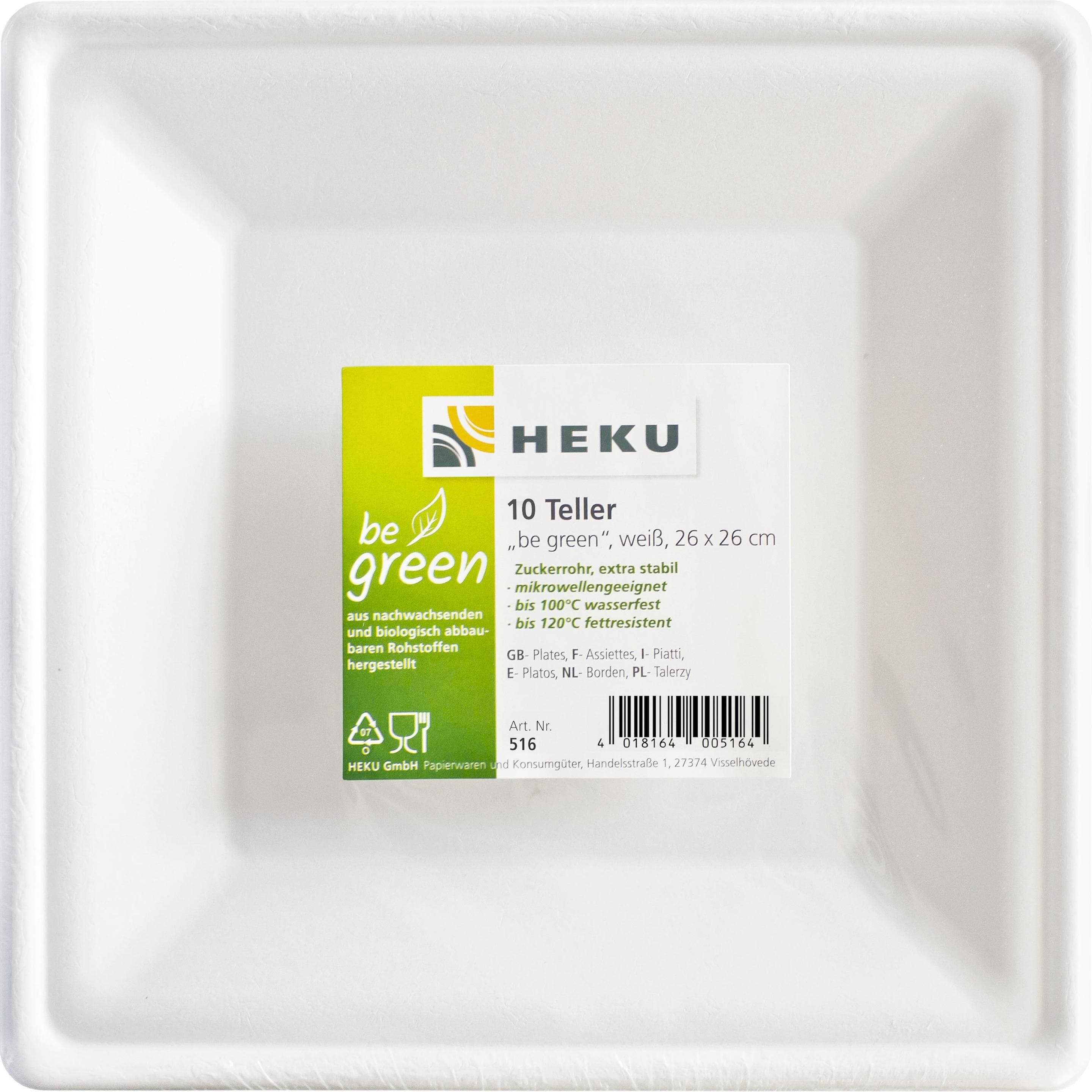 Heku, Wegwerpservies, Be green wegwerp vierkant bord (10x)