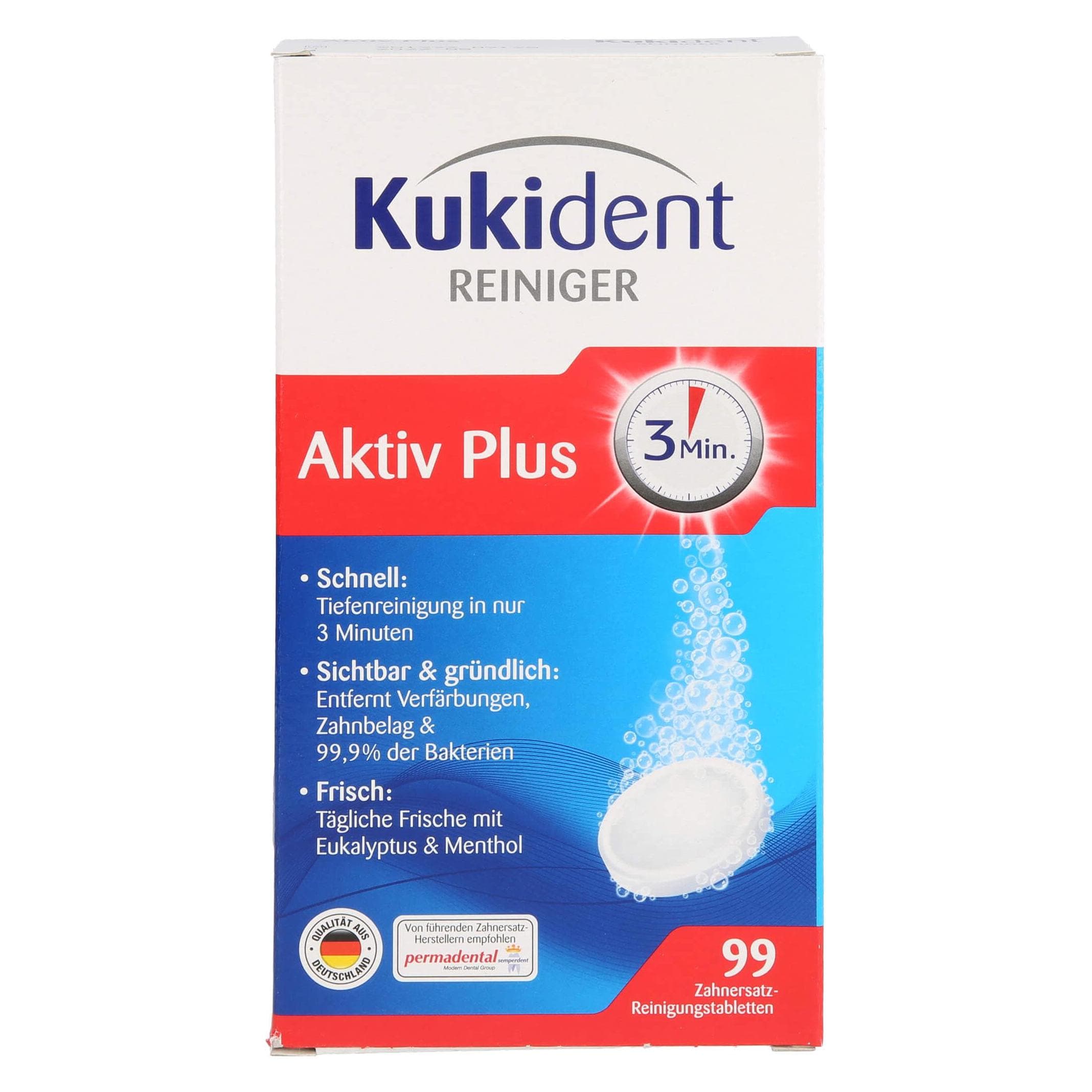 Kukident, Tandverzorgingsproducten, Active Plus Gebitreinigingstabletten, 99 tabletten