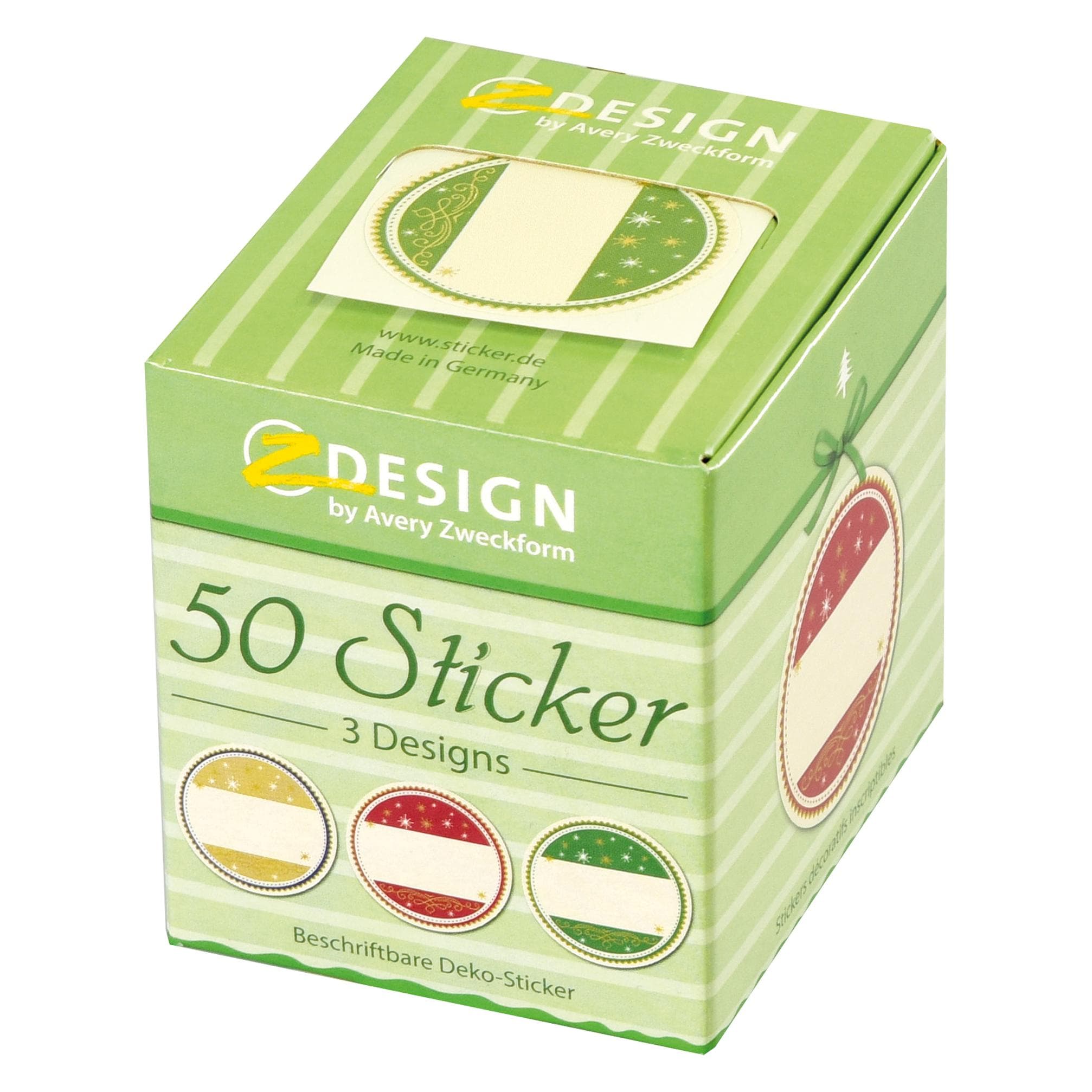 Avery, Stickers, Sticker op rol Cadeau 50 stuks Groen/Rood/Wit (50 Sticker)
