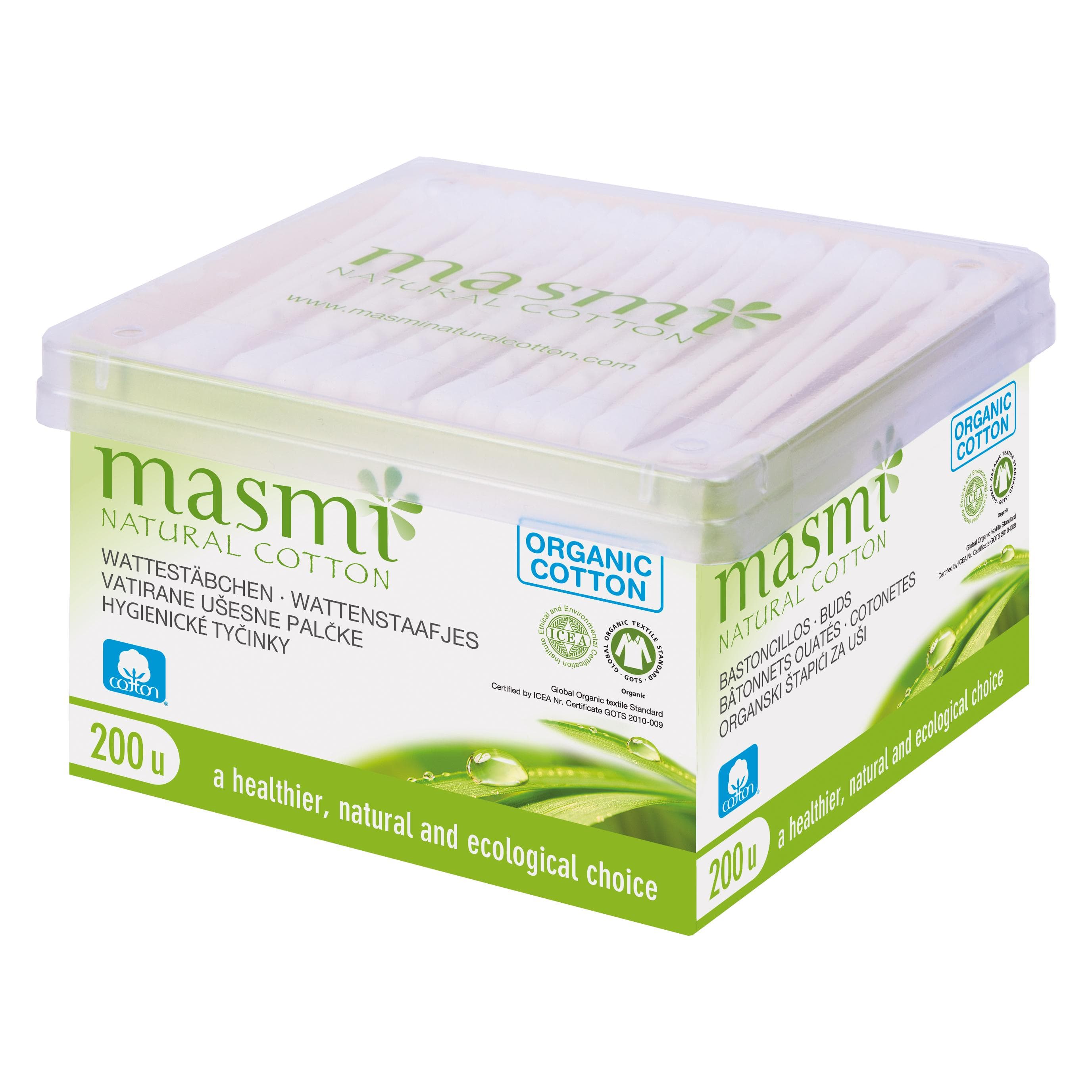 Masmi, Wattenstaafjes + katoen, Biologische cosmetische sticks