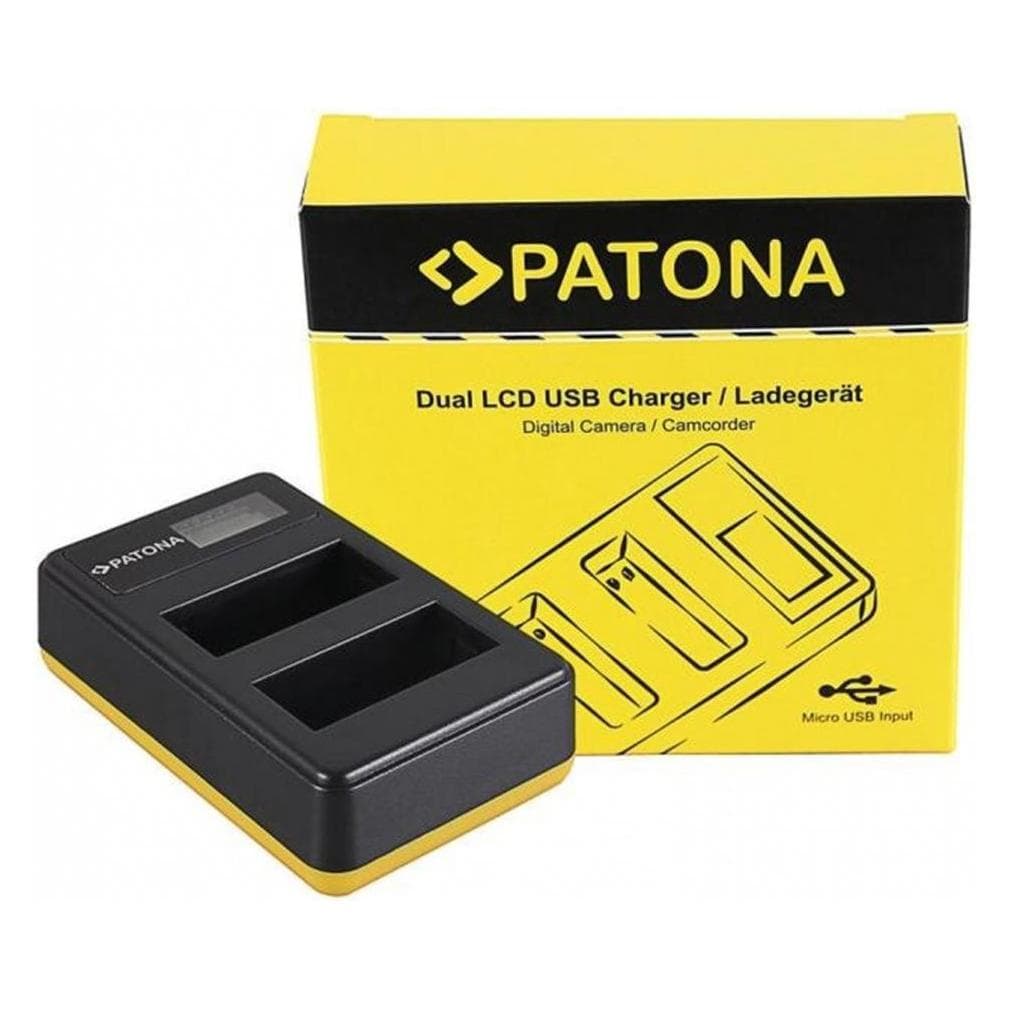 Patona Dubbele LCD USB-lader Canon LP-E8 (Batterijlader voor camera), Stroomvoorziening voor de camera, Zwart, Geel