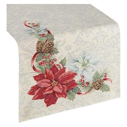 Eurofirany, Tafelkleed, Wandkleed tafelloper met kerstmotief, ingeweven met zilverdraad, 40 x 100 cm (100 x 40 cm)