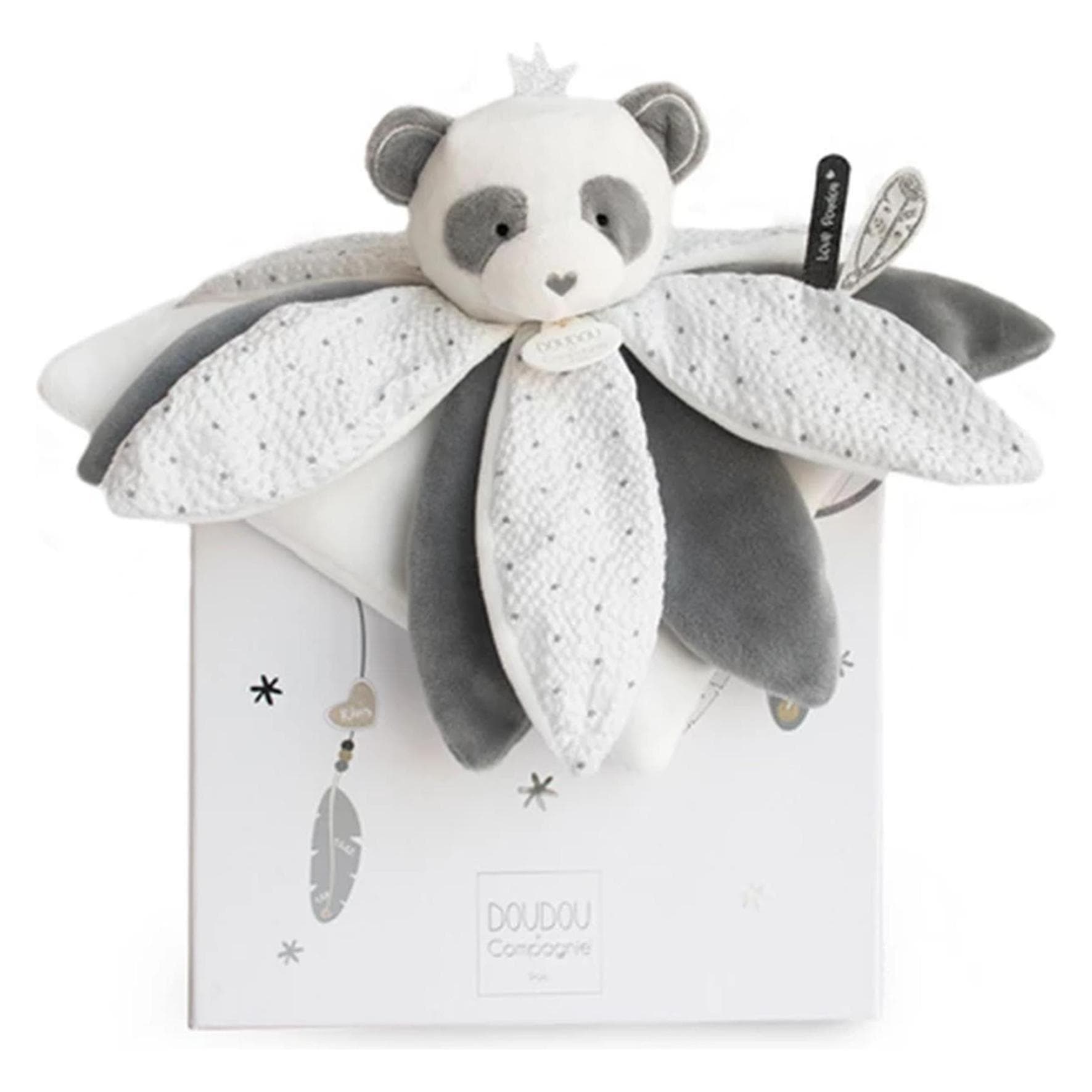 Doudou et Compagnie, Knuffeldoekje, Knuffeldoek Dream Catcher Panda Blossom (22 x 22 cm)