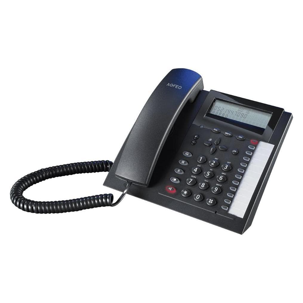 Agfeo T 18 zwart analoge telefoon 3-regelig display 3-traps toestel kantelhoek Headsetaansluiting...., Telefoon, Zwart