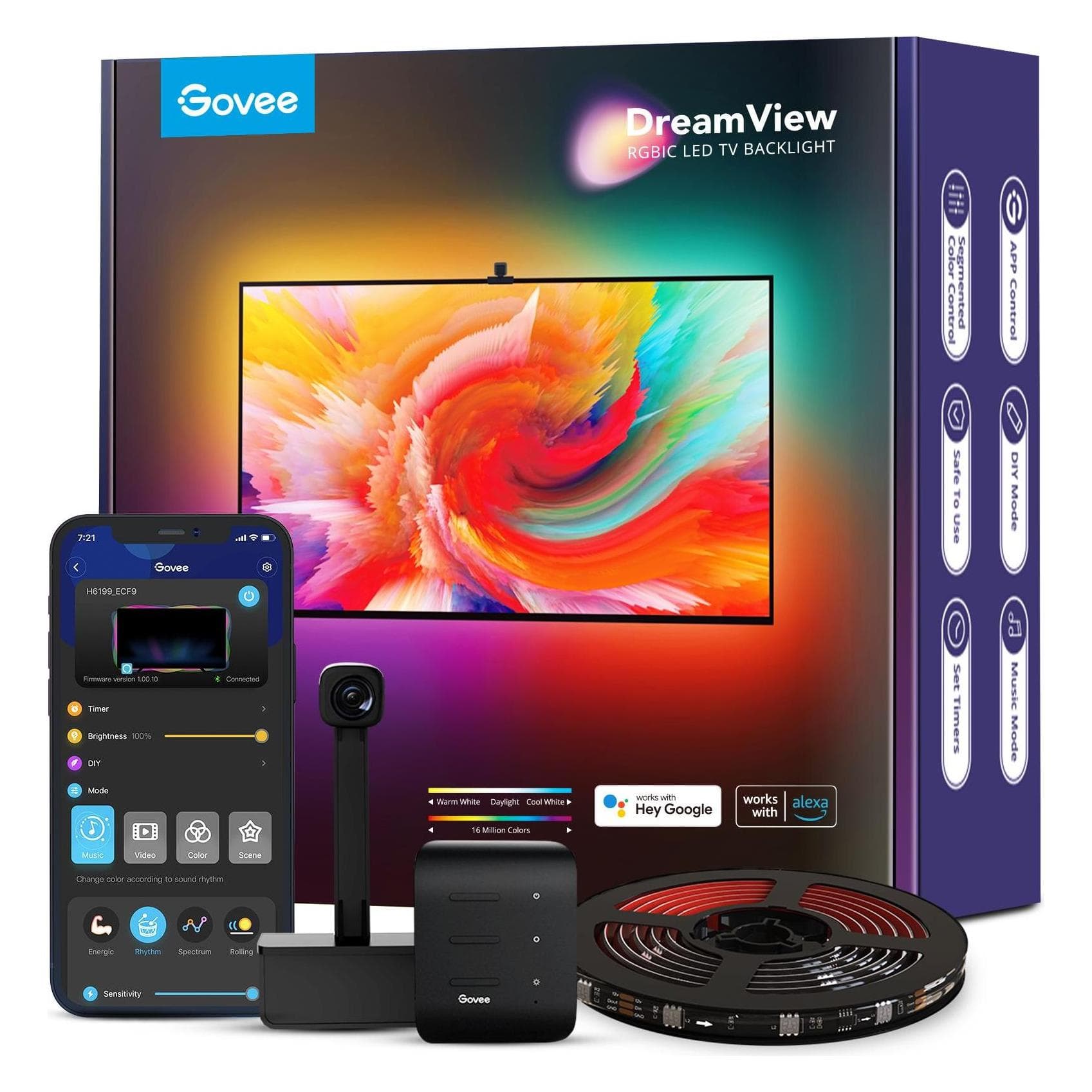 Govee, LED Streifen, DreamView T1 TV- Light Strips, 75"-85" (RGBIC, 499 cm, Indoor)