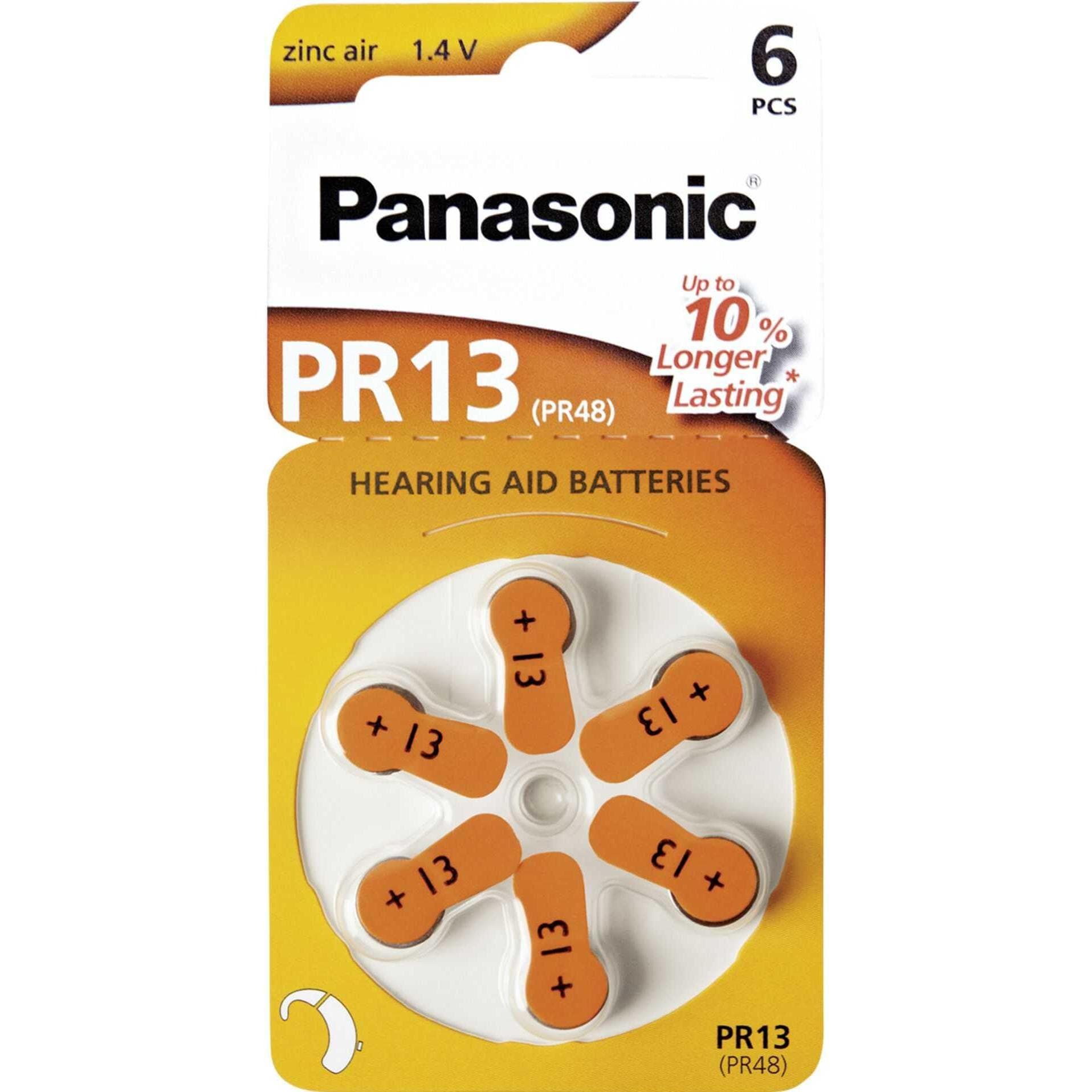 Panasonic Hoortoestelbatterijen PR13 (6 Pcs., PR48, 310 mAh), Batterijen