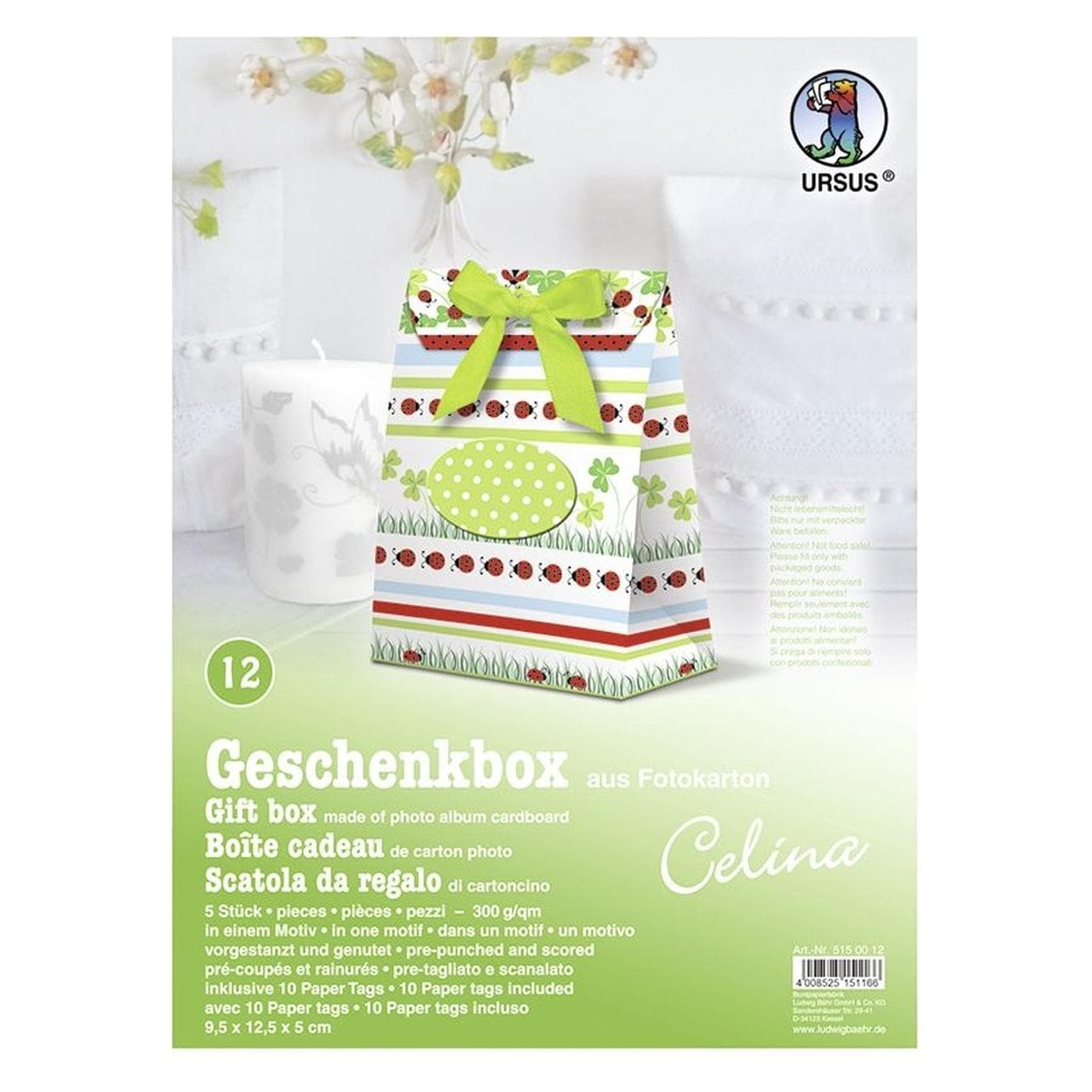 Magni, Gift wrap, Ursus 5150012 - Celina gift box, lucky motifs, 5 pieces, made of photo cardboard 300 gsm, printed (5x)