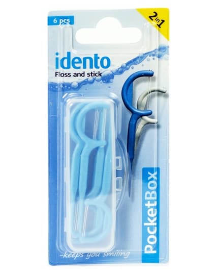 Idento Floss and Stick, TravelBox (blå) (U) 6 stk.