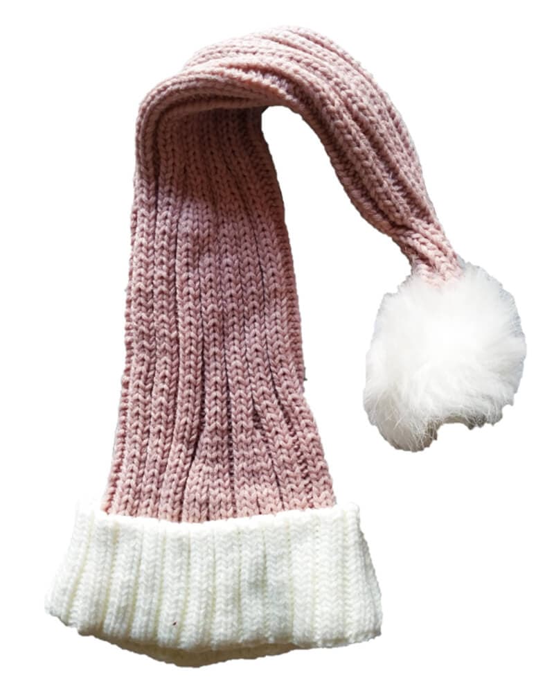 Nissebanden Coarse-knitted Santa hat Pink/White