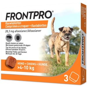 Frontpro kauwtabletten vlooienmiddel voor de hond M (4 tot 10 kg) 3 tabletten