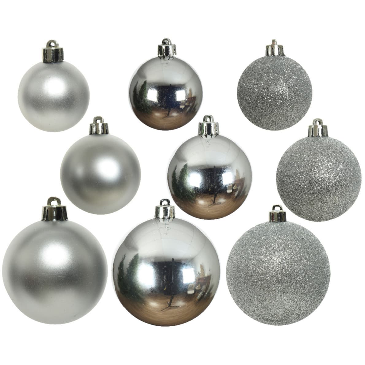Decoris Kerstballen - 26x st - zilver - 6-8-10 cm - kunststof -