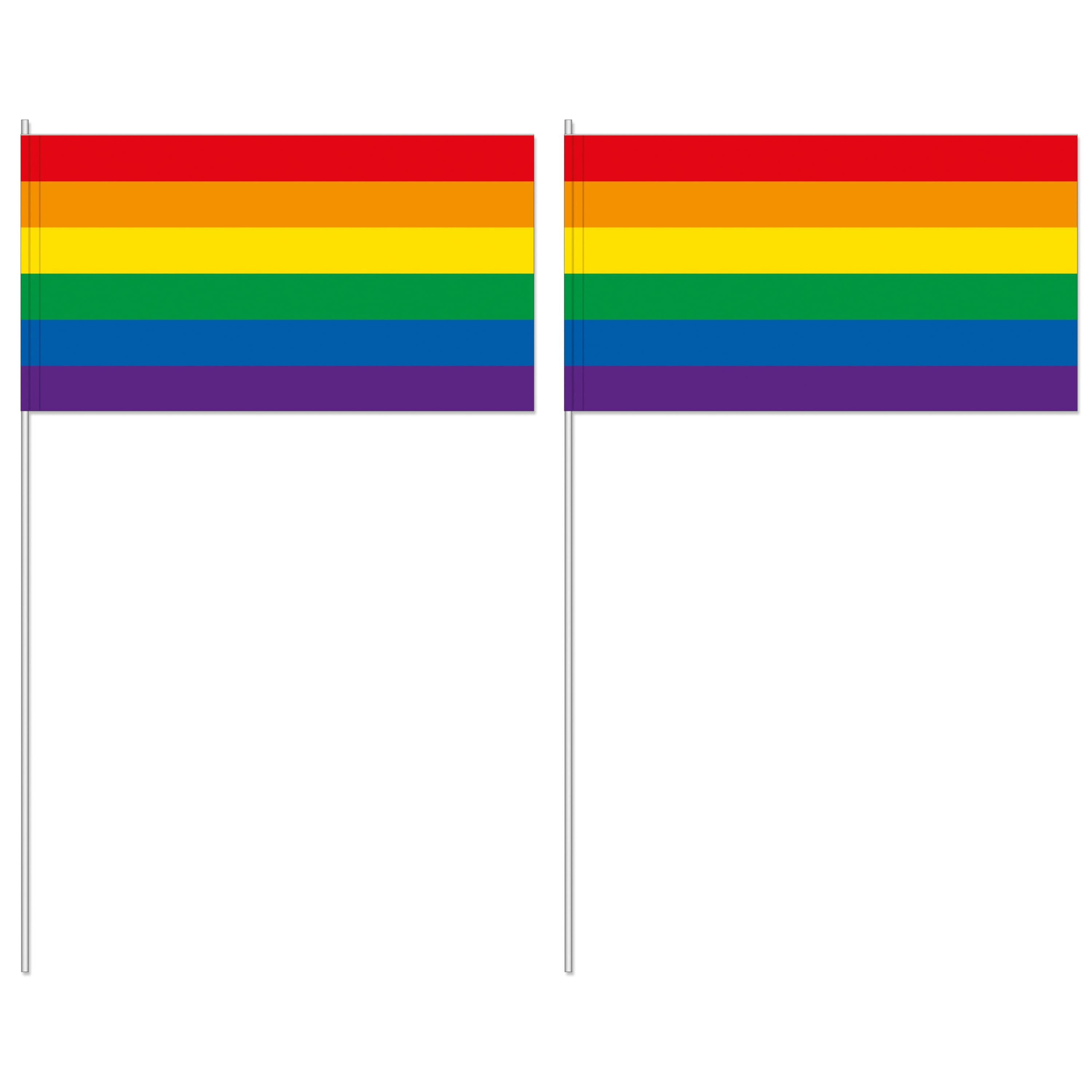 Vlaggentjes pride - regenboog kleuren - 12 x 30 cm - zwaaivlag - met stokje - LGBTQ