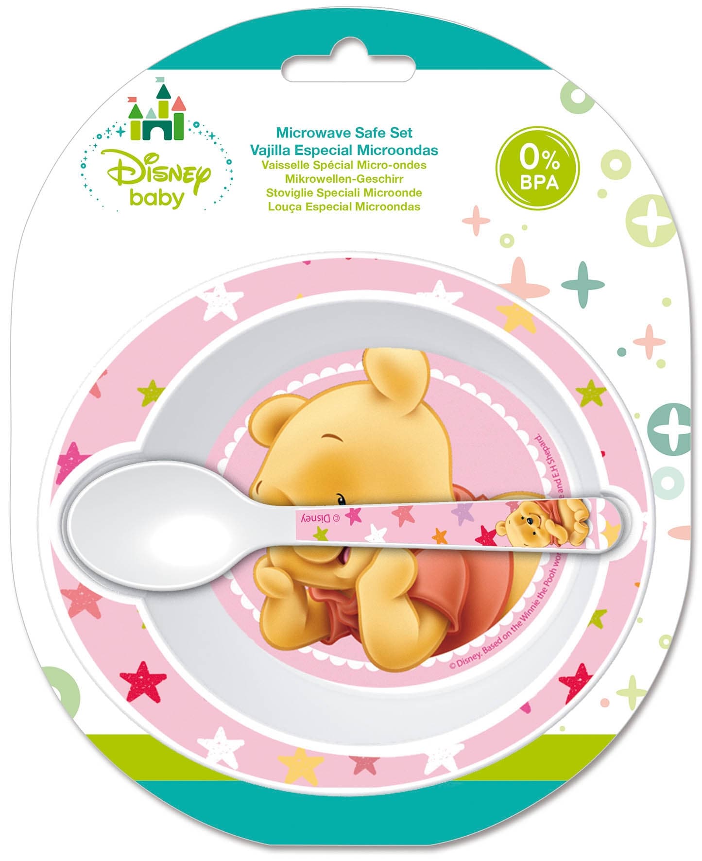 Peter Plys kinderservies - Eetset voor kinderen - Kom en lepel - Lichtroze