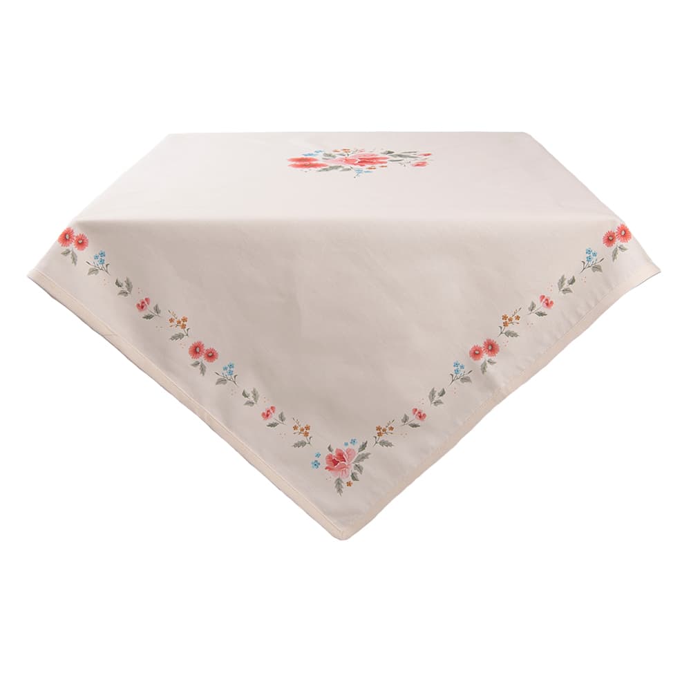 Nappe 130x180 cm Beige Coton Roses