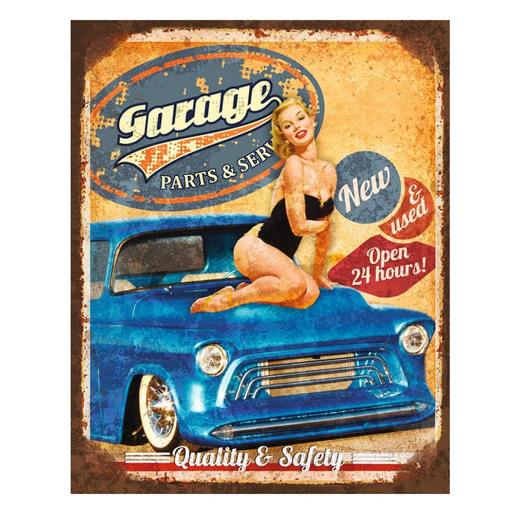 Clayre & Eef Tekstbord 20x25 cm Blauw IJzer Auto