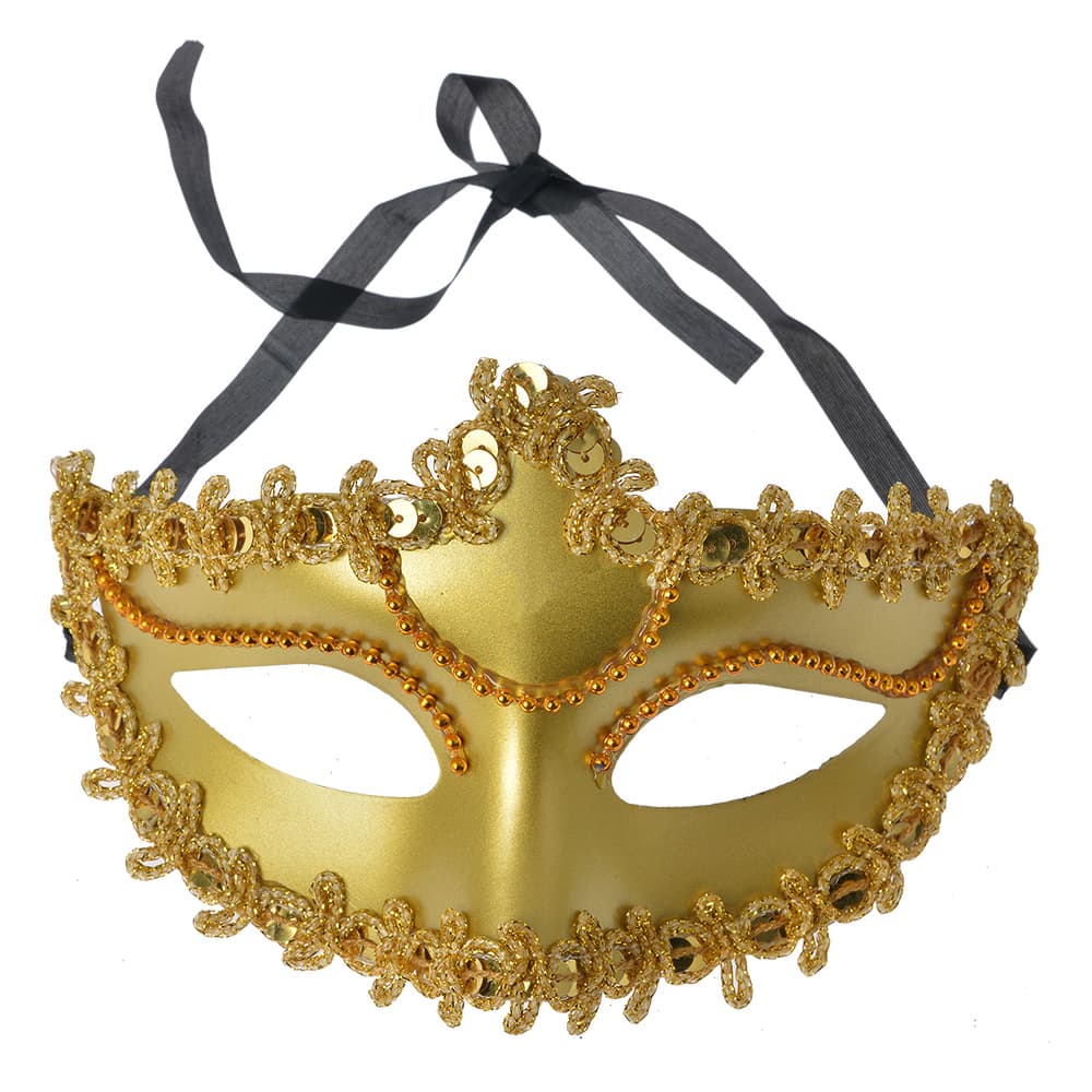 Clayre & Eef Masker Venetiaans 18x10x10 cm Goudkleurig Polyester