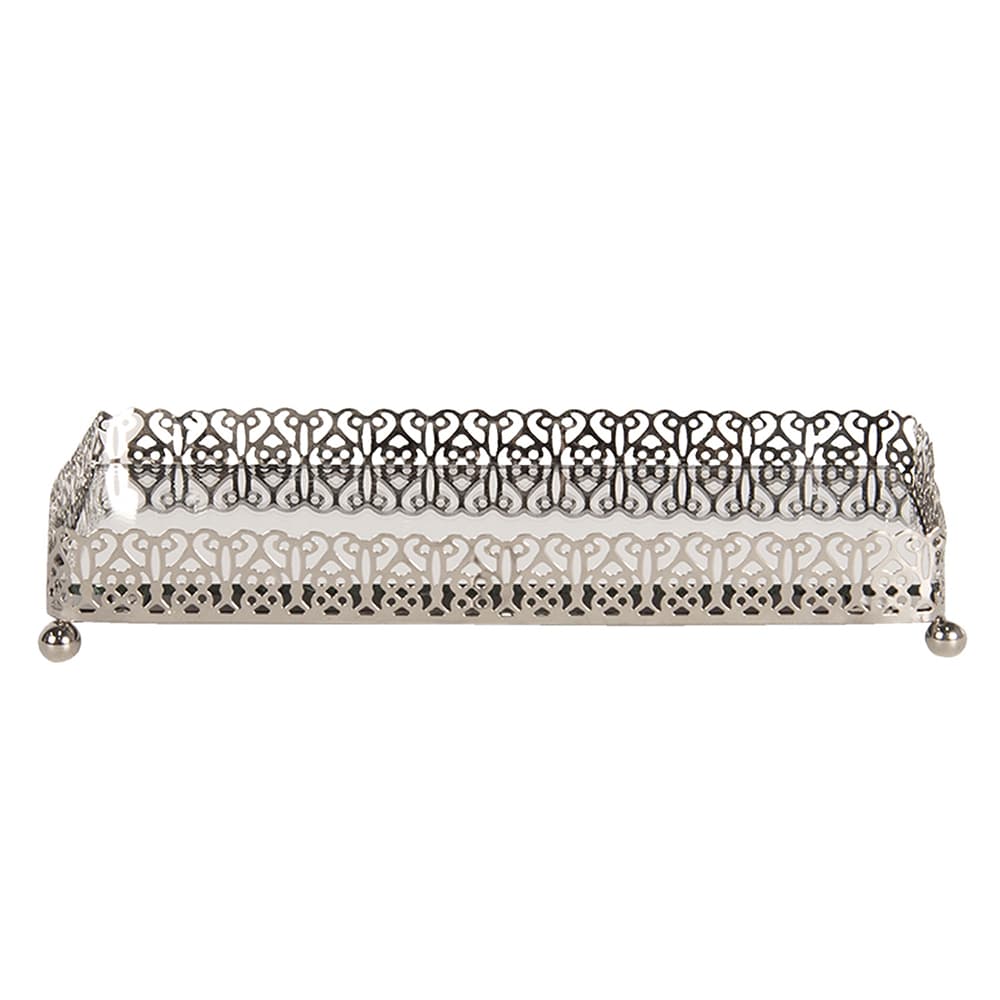 Clayre & Eef Decoratie schaal 20x10x3 cm Zilverkleurig Metaal