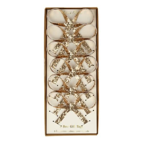 Meri meri kerst - cadeaulabels strikjes goud à 6 stuks