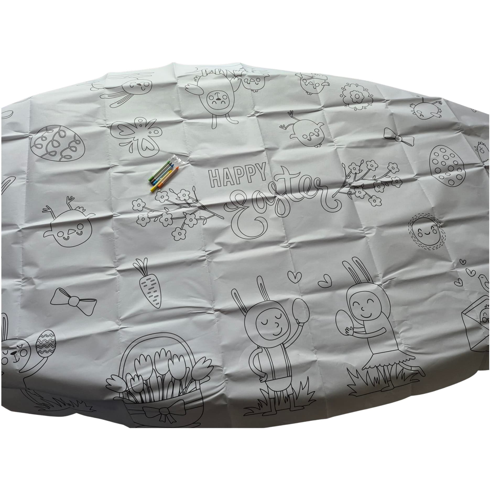 Pasen thema tafelkleed - inkleurbaar - 180 x 120 cm - tafellaken - inkleuren - kinderen