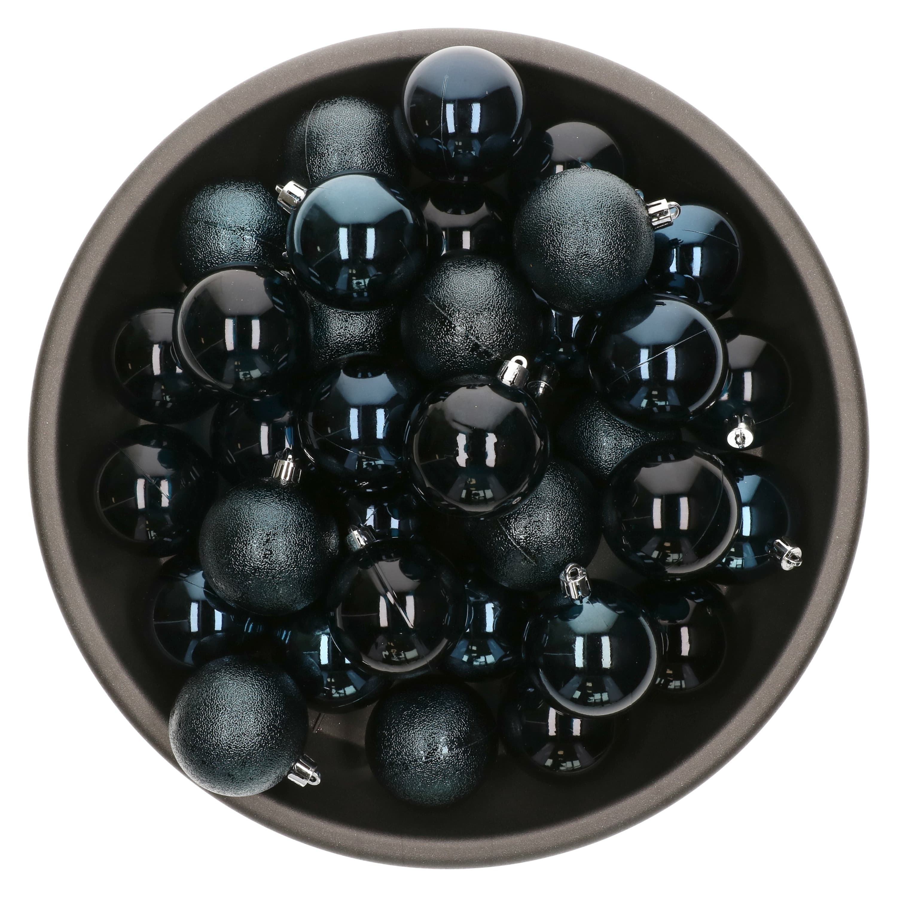 Decoris kerstballen - 25x stuks - 6 cm - kunststof -donkerblauw -