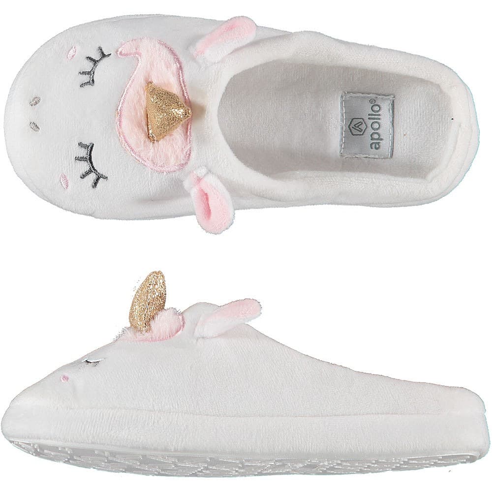 Meisjes instap slippers/pantoffels eenhoorn - wit - maat 31-32 - Kindersloffen