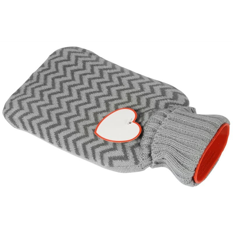 Warmwaterkruik - 0,75L - grijs - met hartje - bedkruik - kruik