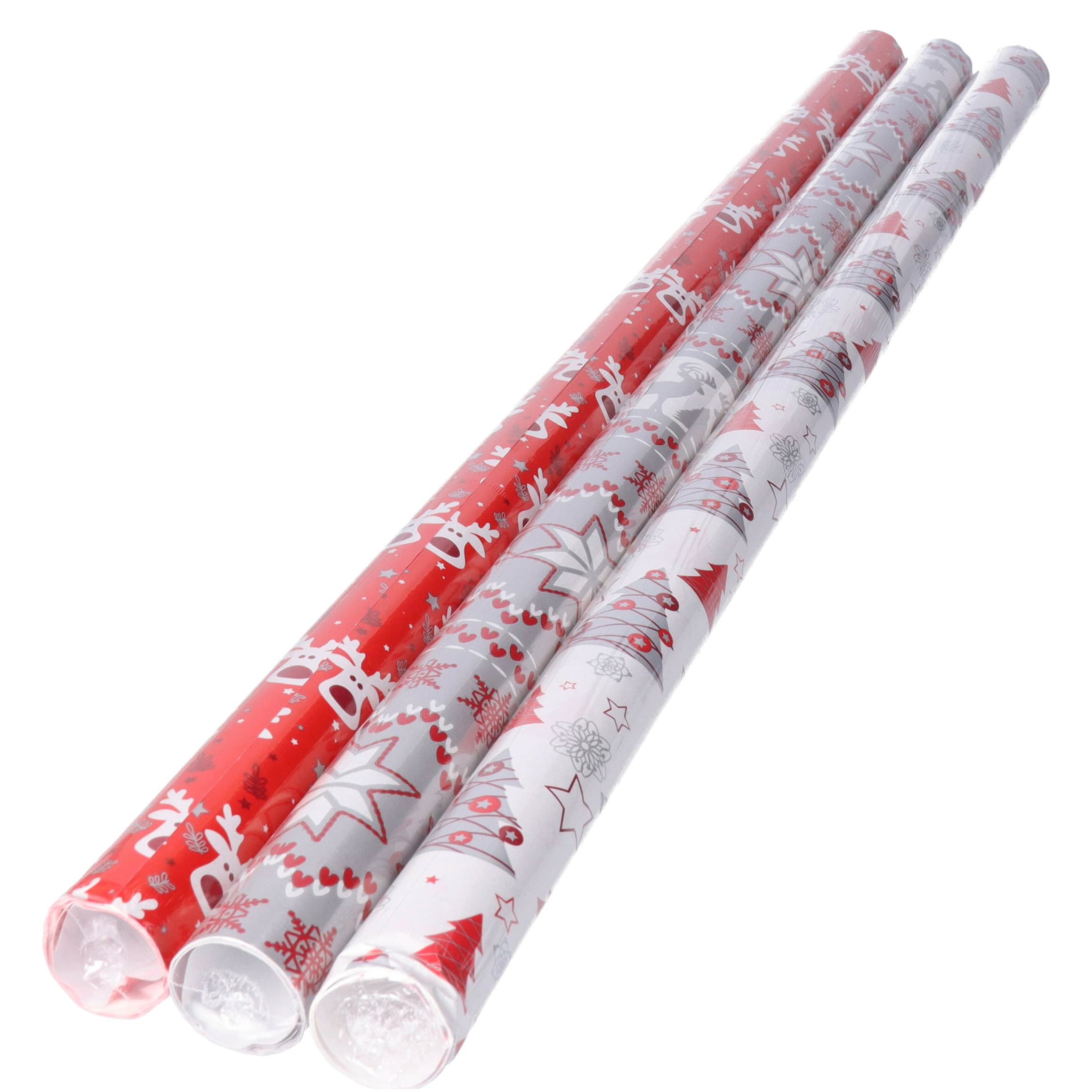 Kerst inpakpapier/cadeaupapier - set van 3x rollen - 150 x 70 cm