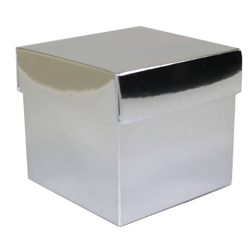 Luxe cadeaudoosje met deksel - zilver metallic - 10 x 10 x 10 cm