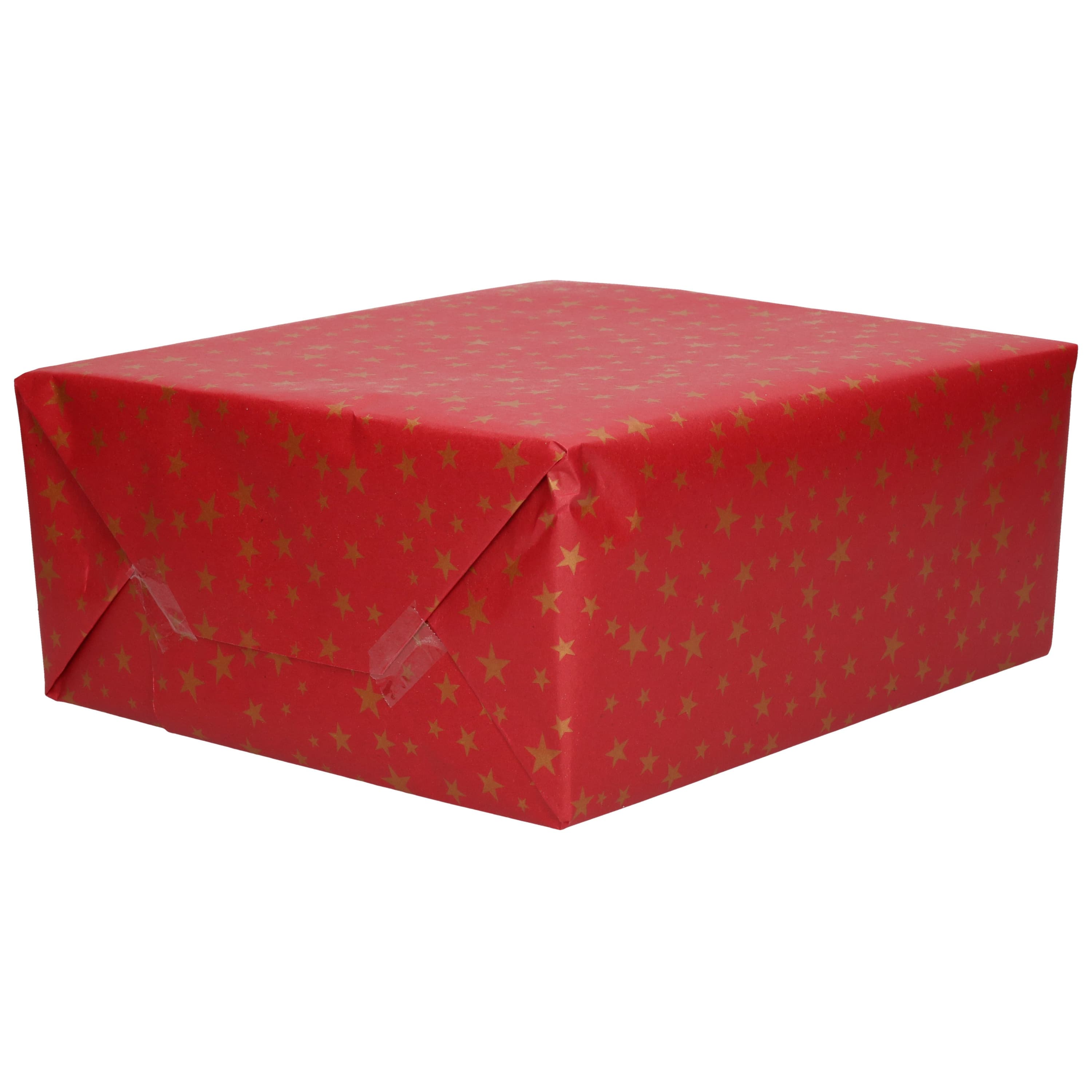 Luxe Kerst inpakpapier - cadeaupapier - rood/goud - 1x rollen