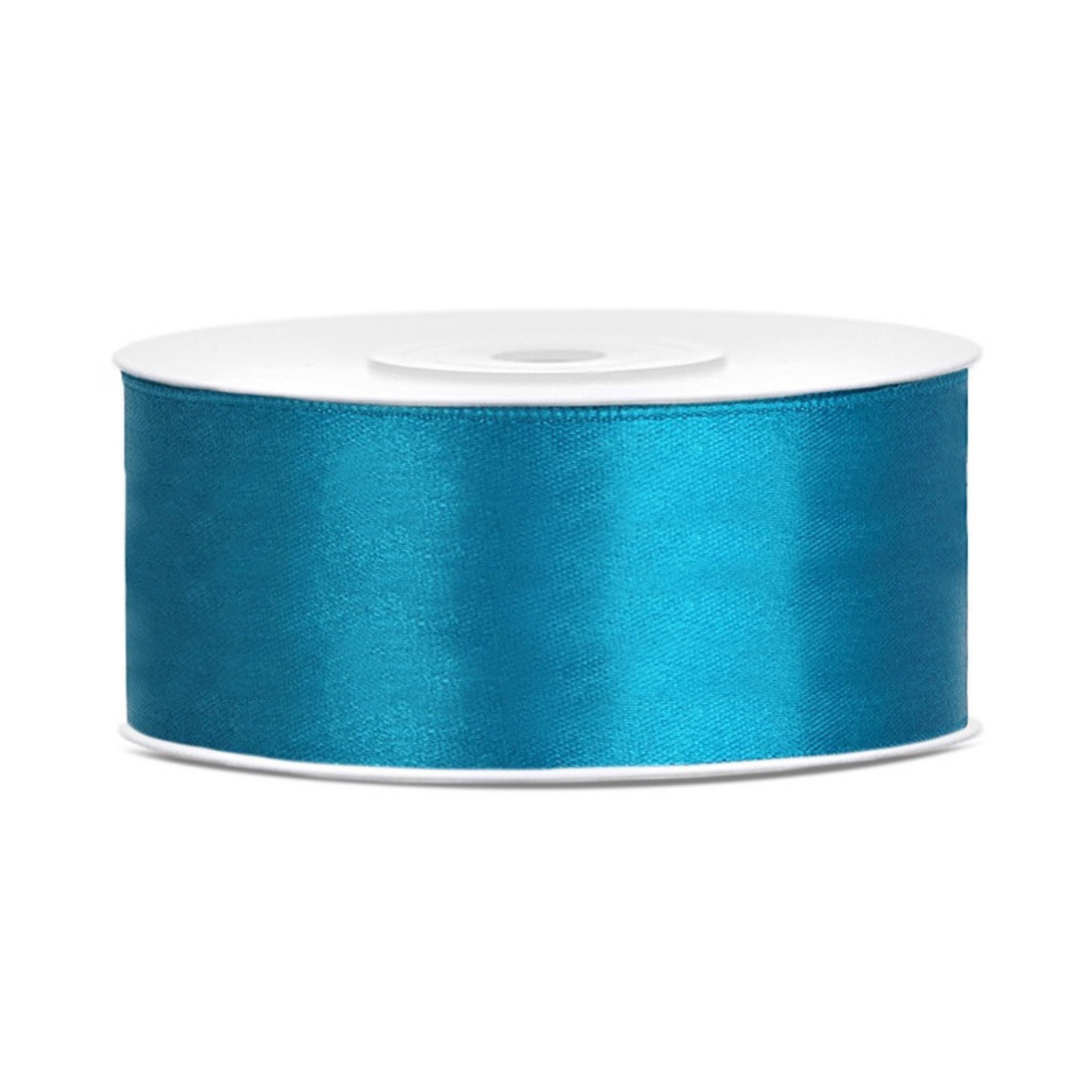 Partydeco Cadeaulint - turqoise - 2,5 cm x 25 meter - satijn