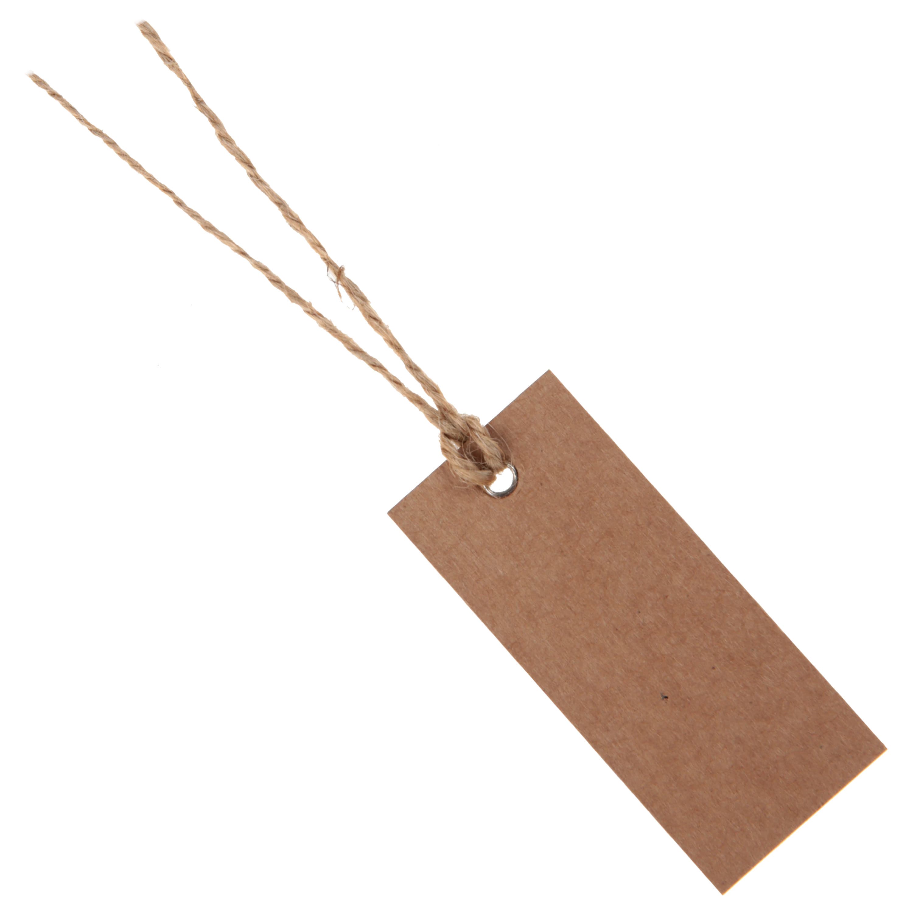 Santex cadeaulabels met lintje - 12x - bruin/naturel - 3 x 7 cm