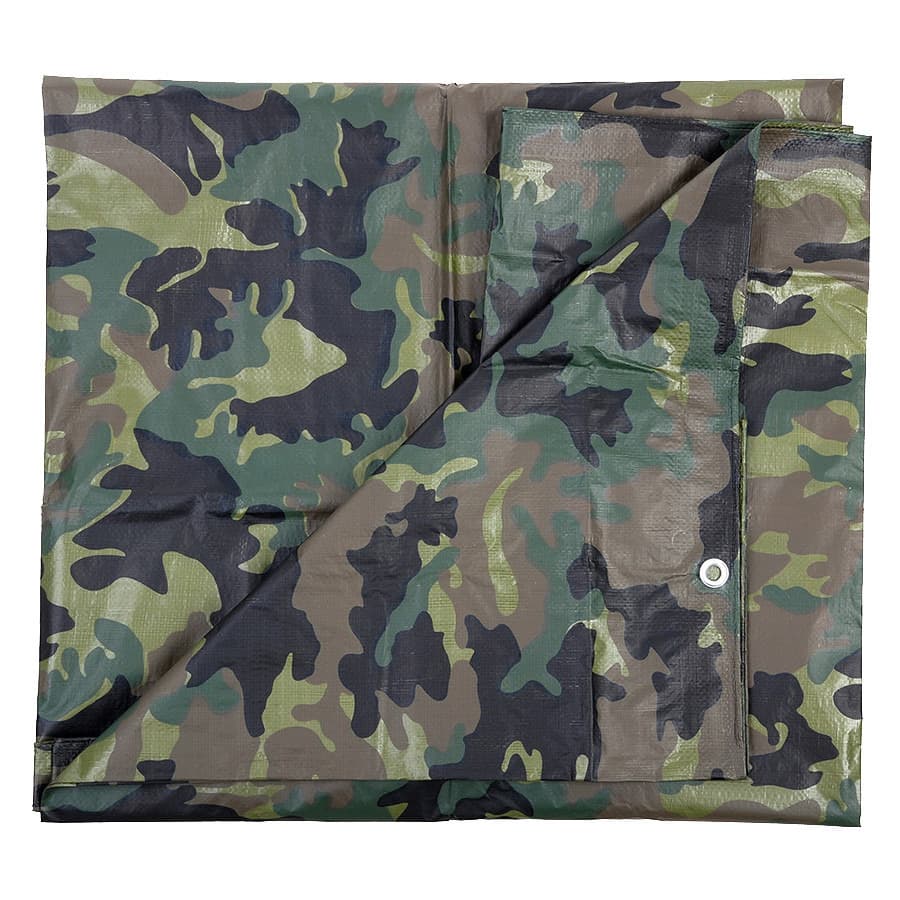 Camouflage afdekzeil - groen - 5x6 meter - polyethyleen - waterdicht dekkleed