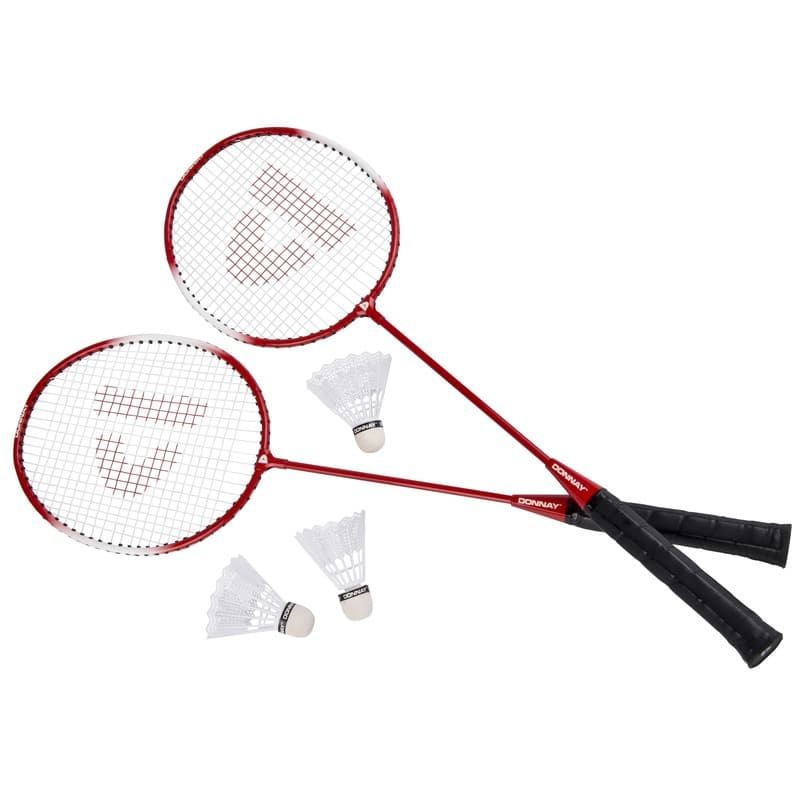 Camping badminton set rood met shuttles en opbergtas 67 cm