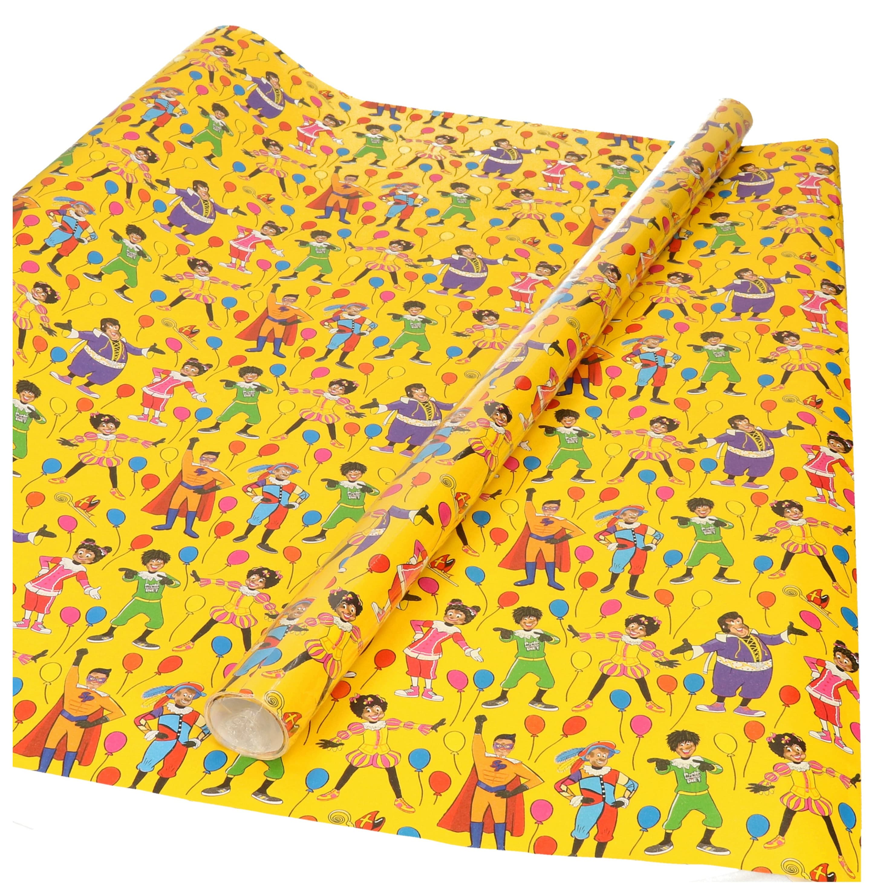 Club van Sinterklaas inpakpapier - cadeaupapier - geel - 200 x 70 cm - pakjesavond