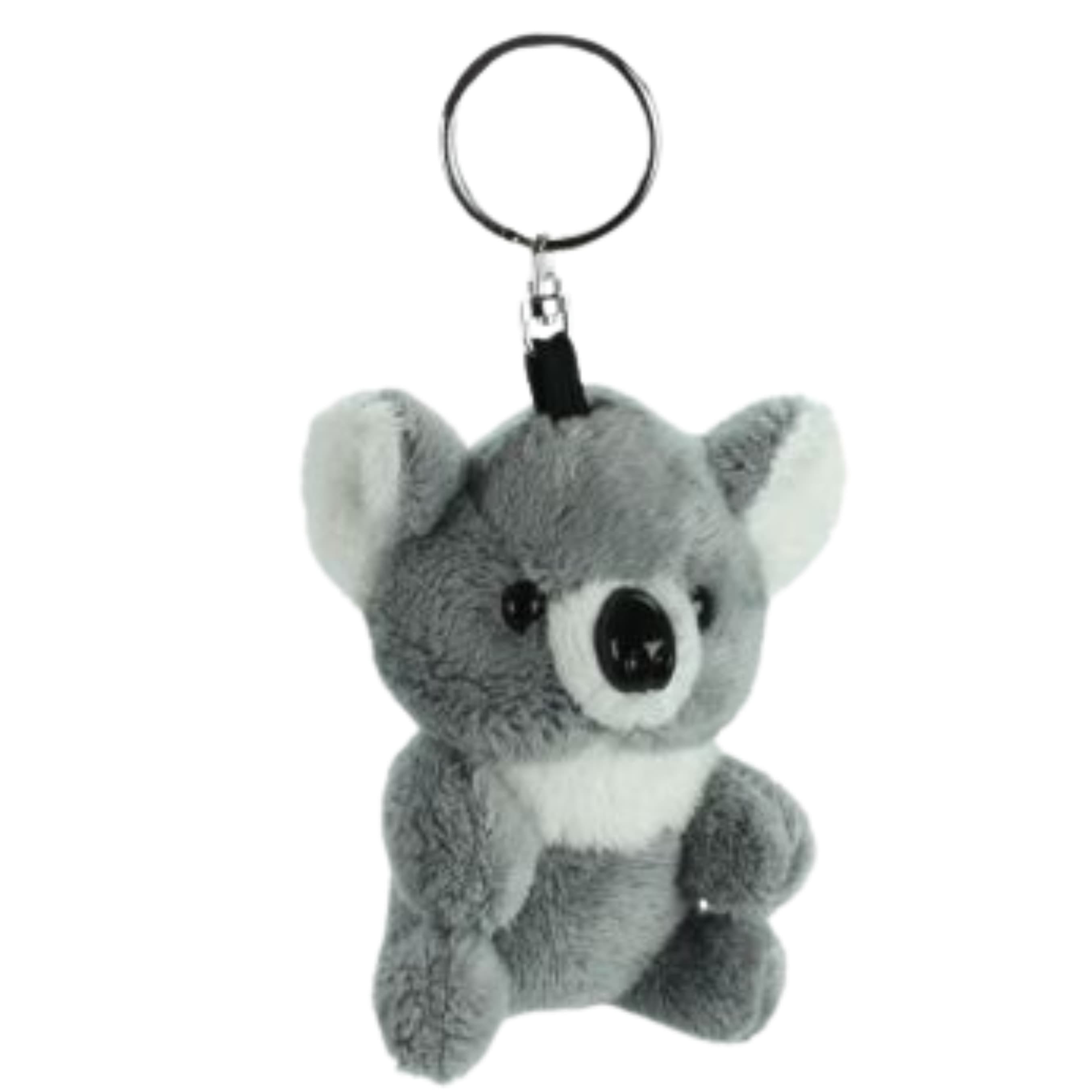 Cornelissen Pluche Koala knuffel dier - sleutelhanger - grijs - 10 cm - kleine knuffels